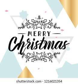 Merry Christmas. Typography. Vector logo, text design. Greeting card.