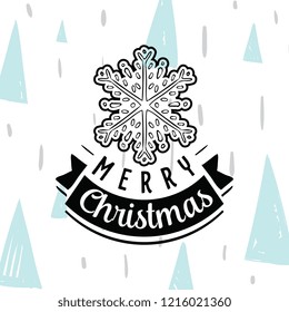 Merry Christmas. Typography. Vector logo, text design. Greeting card.
