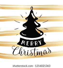 Merry Christmas. Typography. Vector logo, text design. Greeting card.