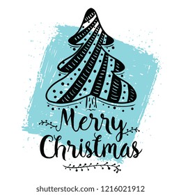 Merry Christmas. Typography. Vector logo, text design. Greeting card.