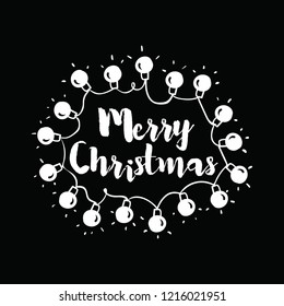Merry Christmas. Typography. Vector logo, text design. Greeting card.