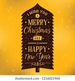 Merry Christmas. Typography. Vector logo, text design. Greeting card.