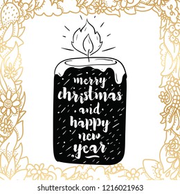 Merry Christmas. Typography. Vector logo, text design. Greeting card.