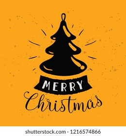 Merry Christmas. Typography. Vector logo, text design. Greeting card.