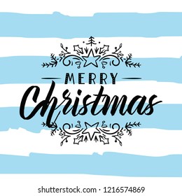 Merry Christmas. Typography. Vector logo, text design. Greeting card.