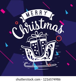 Merry Christmas. Typography. Vector logo, text design. Greeting card.