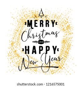 Merry Christmas. Typography. Vector logo, text design. Greeting card.