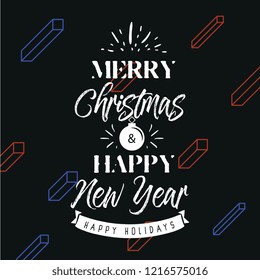 Merry Christmas. Typography. Vector logo, text design. Greeting card.