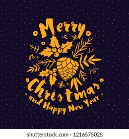 Merry Christmas. Typography. Vector logo, text design. Greeting card.