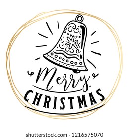 Merry Christmas. Typography. Vector logo, text design. Greeting card.