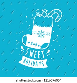 Merry Christmas. Typography. Vector logo, text design. Greeting card.