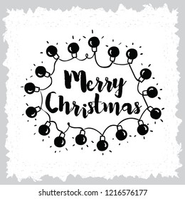 Merry Christmas. Typography. Vector logo, text design. Greeting card.