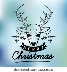 Merry Christmas. Typography. Vector logo, text design. Greeting card.