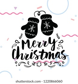 Merry Christmas. Typography. Vector logo, text design. Greeting card.