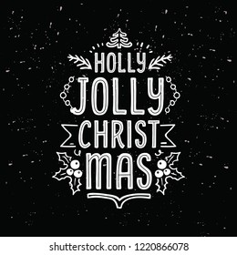 Merry Christmas. Typography. Vector logo, text design. Greeting card.