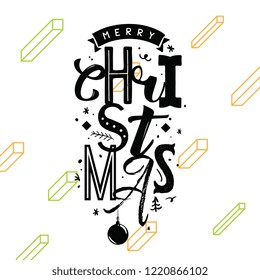 Merry Christmas. Typography. Vector logo, text design. Greeting card.