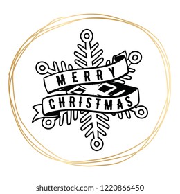 Merry Christmas. Typography. Vector logo, text design. Greeting card.