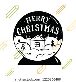Merry Christmas. Typography. Vector logo, text design. Greeting card.