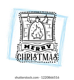 Merry Christmas. Typography. Vector logo, text design. Greeting card.