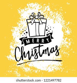 Merry Christmas. Typography. Vector logo, text design. Greeting card.
