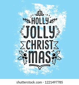 Merry Christmas. Typography. Vector logo, text design. Greeting card.