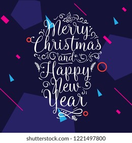 Merry Christmas. Typography. Vector logo, text design. Greeting card.