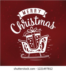 Merry Christmas. Typography. Vector logo, text design. Greeting card.