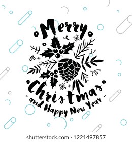 Merry Christmas. Typography. Vector logo, text design. Greeting card.