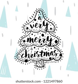 Merry Christmas. Typography. Vector logo, text design. Greeting card.