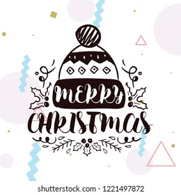 Merry Christmas. Typography. Vector logo, text design. Greeting card.