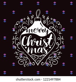 Merry Christmas. Typography. Vector logo, text design. Greeting card.