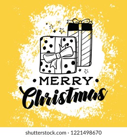 Merry Christmas. Typography. Vector logo, text design. Greeting card.
