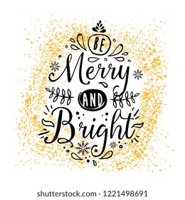 Merry Christmas. Typography. Vector logo, text design. Greeting card.