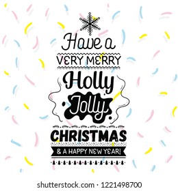 Merry Christmas. Typography. Vector logo, text design. Greeting card.