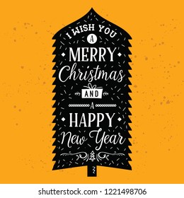Merry Christmas. Typography. Vector logo, text design. Greeting card.