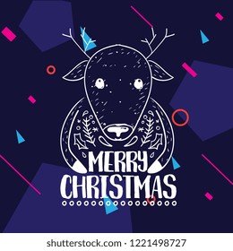 Merry Christmas. Typography. Vector logo, text design. Greeting card.
