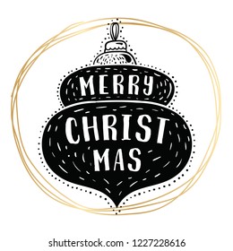 Merry Christmas. Typography. Vector logo, text design. Greeting card.