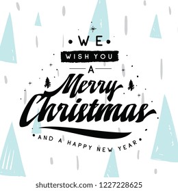 Merry Christmas. Typography. Vector logo, text design. Greeting card.