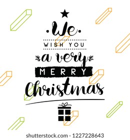 Merry Christmas. Typography. Vector logo, text design. Greeting card.