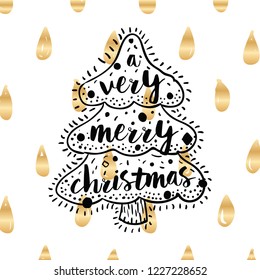Merry Christmas. Typography. Vector logo, text design. Greeting card.