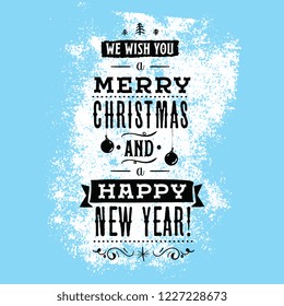 Merry Christmas. Typography. Vector logo, text design. Greeting card.