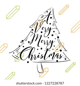 Merry Christmas. Typography. Vector logo, text design. Greeting card.