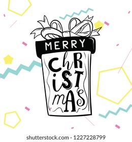 Merry Christmas. Typography. Vector logo, text design. Greeting card.