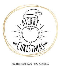 Merry Christmas. Typography. Vector logo, text design. Greeting card.