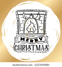 Merry Christmas. Typography. Vector logo, text design. Greeting card.