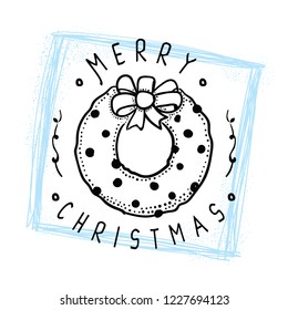 Merry Christmas. Typography. Vector logo, text design. Greeting card.