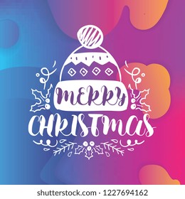 Merry Christmas. Typography. Vector logo, text design. Greeting card.