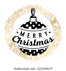 Merry Christmas. Typography. Vector logo, text design. Greeting card.