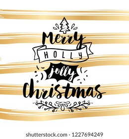 Merry Christmas. Typography. Vector logo, text design. Greeting card.