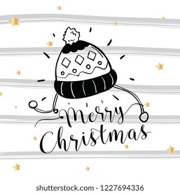 Merry Christmas. Typography. Vector logo, text design. Greeting card.